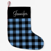 Petite Chaussette De Noël Plaid de buffle bleu rustique personnalisé (Devant)