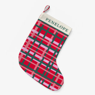 Petite Chaussette De Noël Plaid de Noël Moderne Personnalisé Rouge Vert Gras