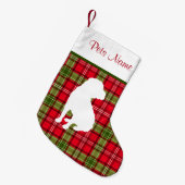 Petite Chaussette De Noël Plaid rouge et vert de race faite sur commande de (Devant (Accrochage))
