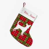 Petite Chaussette De Noël Plaid rouge et vert de race faite sur commande de (Devant (Accrochage))