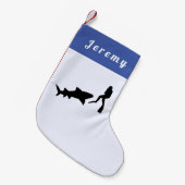 Petite Chaussette De Noël Plongée sous-marine Thème Plongeur et requin Nom d (Devant (Accrochage))