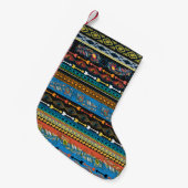 Petite Chaussette De Noël Plumes ethniques : Broderie Boho Chic (Devant (Accrochage))