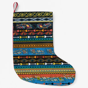 Petite Chaussette De Noël Plumes ethniques : Broderie Boho Chic