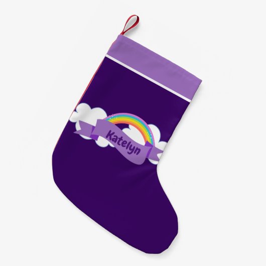 Petite Chaussette De Noël Plutôt Violet Arc-en-ciel personnalisé (Devant (Accrochage))