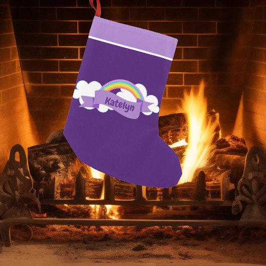 Petite Chaussette De Noël Plutôt Violet Arc-en-ciel personnalisé