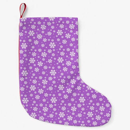 Petite Chaussette De Noël Pneus blancs sur Motif d'hiver violet (Devant)