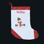 Petite Chaussette De Noël Poids Lifting Snowman<br><div class="desc">Un mignon bonhomme de neige dans ses accessoires d'hiver levant des poids. Parfait pour ces durs ! Ajoutez le nom comme vous le souhaitez.</div>