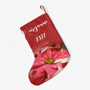 Petite Chaussette De Noël Poinsettia Christmas Stocking rouge - Personnalise