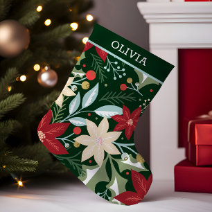 Petite Chaussette De Noël Poinsettia Floral Botanique Noël