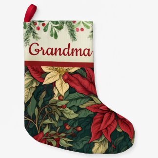 Petite Chaussette De Noël Poinsettia Personnalisé de William Morris Vintage