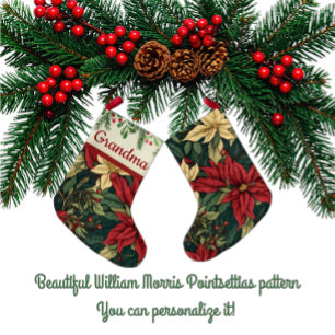 Petite Chaussette De Noël Poinsettia Personnalisé de William Morris Vintage