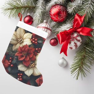Petite Chaussette De Noël Poinsettia rouge