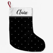 Petite Chaussette De Noël Point Micro Polka noir et blanc (Devant)