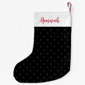 Petite Chaussette De Noël Point Polka noir et blanc (Dos)