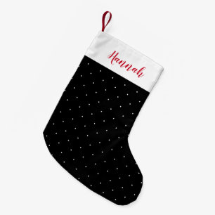 Petite Chaussette De Noël Point Polka noir et blanc