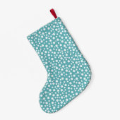 Petite Chaussette De Noël Points Aqua White Confetti (Dos (Accrochage))