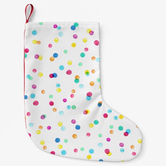 Petite Chaussette De Noël Points Aquarelle Lumineux : Motif transparent. (Devant)