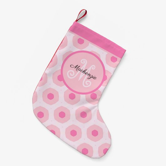Petite Chaussette De Noël Points Motifs modernes Rose Girly Circle (Devant (Accrochage))