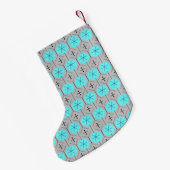 Petite Chaussette De Noël Points Turquoise Atterrissage de Noël (Dos (Accrochage))