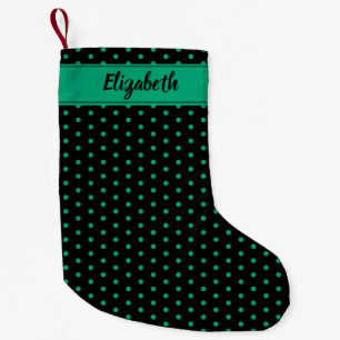 Petite Chaussette De Noël Pois Black et Emerald Green Personnalisés