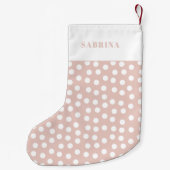 Petite Chaussette De Noël Pois blancs et roses modernes (Dos)