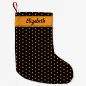 Petite Chaussette De Noël Pois orange et noir Personnalisé Personnalisé (Devant)