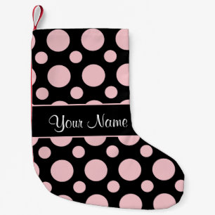 Petite Chaussette De Noël Pois rose sur l'arrière - plan noir