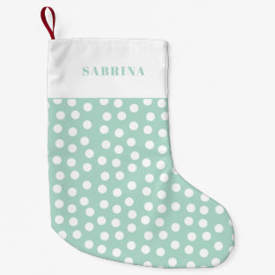 Petite Chaussette De Noël Pois verts et blancs à la menthe moderne