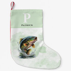Petite Chaussette De Noël Poisson de basse personnalisé pêcheur