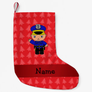Petite Chaussette De Noël Police de nom personnalisé arbres de noël rouge