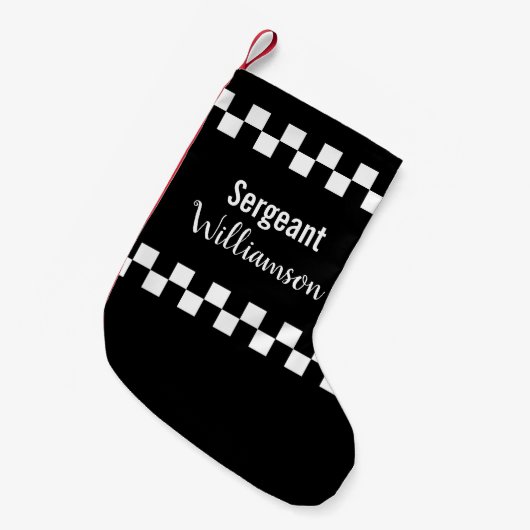 Petite Chaussette De Noël Police Sergeant noir et blanc tableau de contrôle (Devant (Accrochage))