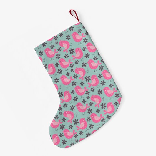 Petite Chaussette De Noël Polka Dot Birds and Flowers (Dos (Accrochage))