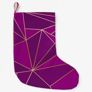 Petite Chaussette De Noël Polygone violet Art : Gold Line Arrière - plan géo