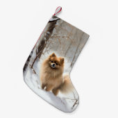 Petite Chaussette De Noël Poméranienne Laisser Neige Noël (Devant (Accrochage))