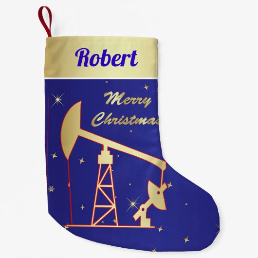 Petite Chaussette De Noël Pompe à huile Jack Joyeux Noël bleu (Devant)