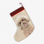 Petite Chaussette De Noël Poodle Miniature Toy Apricot Crème Chien Brown Art (Dos (Accrochage))