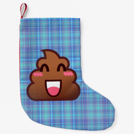 Petite Chaussette De Noël poop plaid emoji xmas stockage de noël (Devant)
