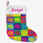 Petite Chaussette De Noël Pop Art Lips Noël Baisers (Devant)