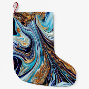 Petite Chaussette De Noël Porte bleu persan : Texture orientale luxueuse