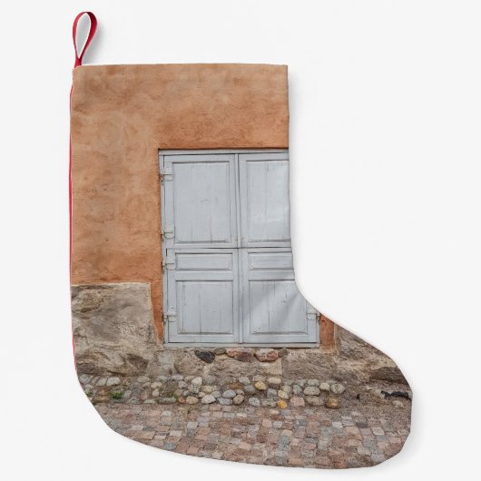 PETITE CHAUSSETTE DE NOËL PORTE EN BOIS GRIS (Devant)