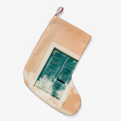 Petite Chaussette De Noël Porte en bois vert fermé (Devant (Accrochage))