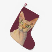 Petite Chaussette De Noël Portrait d'aquarelle de chat de Sphynx (Devant (Accrochage))