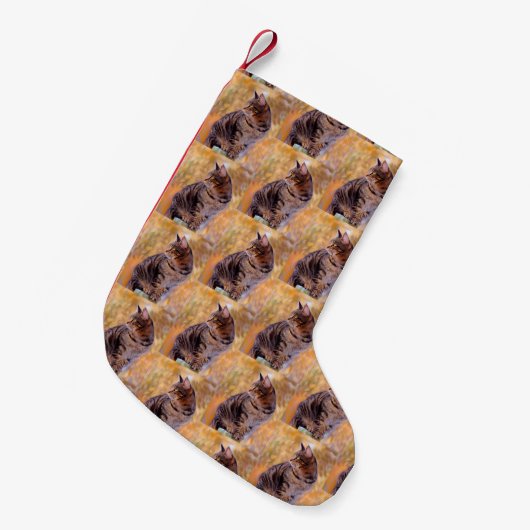 Petite Chaussette De Noël Portrait d'art de chat (Devant (Accrochage))