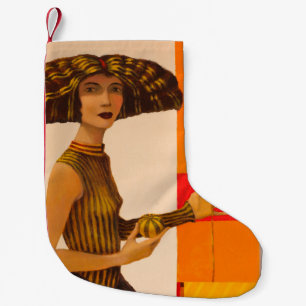 Petite Chaussette De Noël Portrait de fille, peinture à l'huile originale su