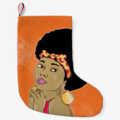 Petite Chaussette De Noël Portrait rétrographique de la femme noire (Devant)