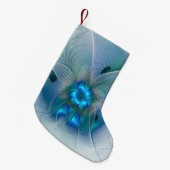 Petite Chaussette De Noël Position, Abstrait bleu turquoise fractal (Devant (Accrochage))