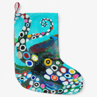Petite Chaussette De Noël Poulpe coloré illustration peinture dessinée à la