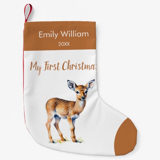 Petite Chaussette De Noël Premier bébé cerf de Noël (Devant)