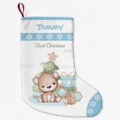 Petite Chaussette De Noël Premier bébé Noël Garçon Noël Stocking bleu (Devant)