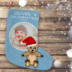 Petite Chaussette De Noël Premier bébé`s Noël Teddy Bear Santa Hat Photo